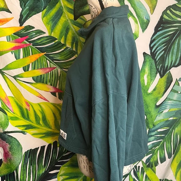 Under Armour Forest Green M/L Loose Crop Casual Spring Fall 1/4 Zip Sweatshirt - Picture 2 of 11